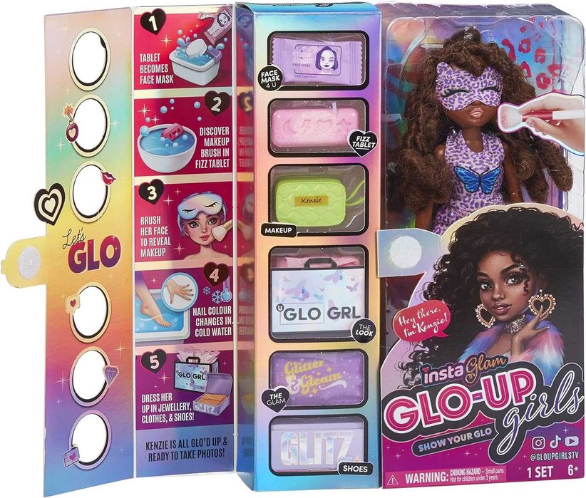 Красива кукла Glo-up girls с дрехи и аксесоари за гримиране InstaGlam