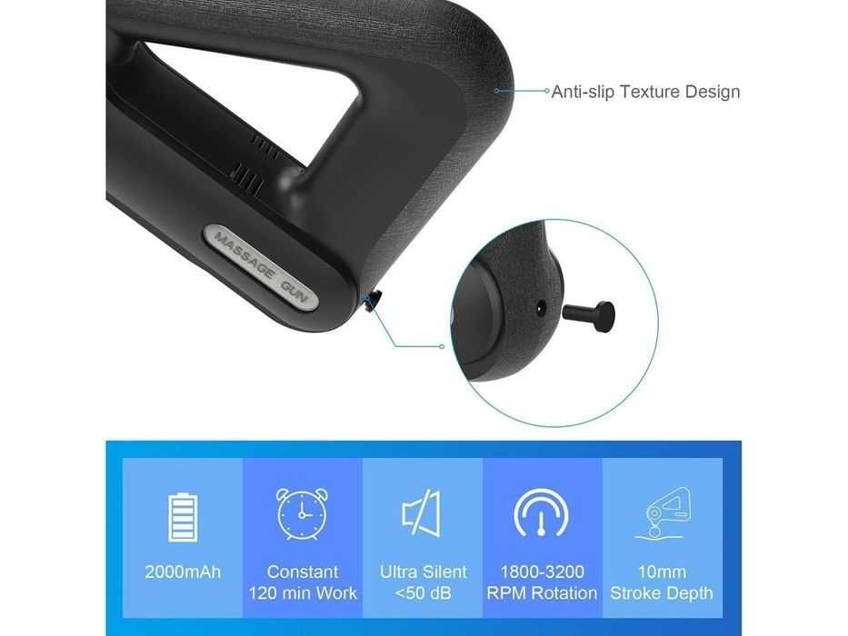 Перкуссионный ударный массажер  12 в 1  MASSAGE GUN BLD-8890  massajor