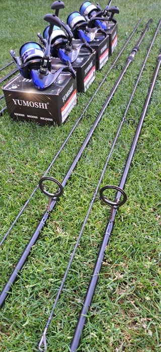 Set Pescuit La Crap, 4 Lansete 3,90m,4 Mulinete 10.000,Rod Pod,Senzori