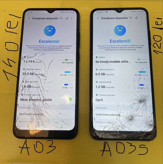 Telefoane cu sticla fisurata display bun