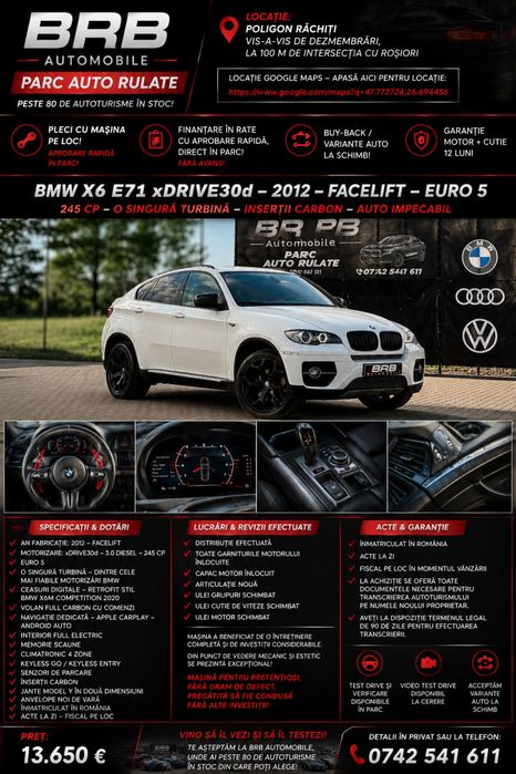 • Bmw X6 Facelift 2012 • Individual • Retrofit Volan / Ceasuri • Parc Auto • RATE • Garanție •