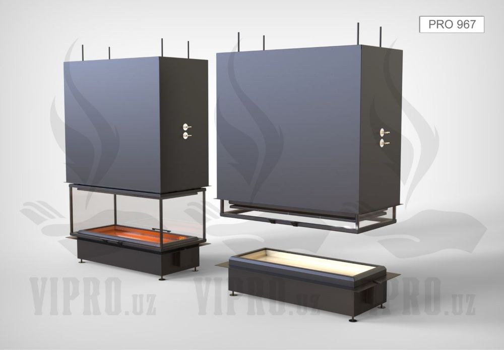 Камин PRO-967, каминная топка,камин 4 стекла