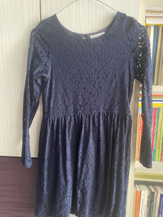 Rochița dantelă H&M, 8-10 ani, bleumarin