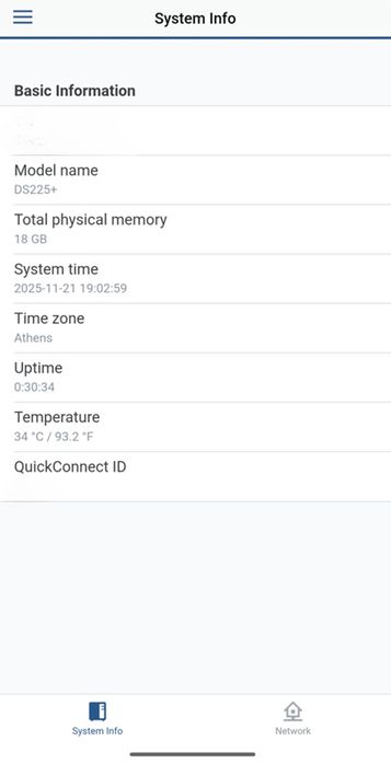 Synology NAS server DS225+ 16TB 2x8TB skyhawk 18GB RAM 3г. Гаранция!