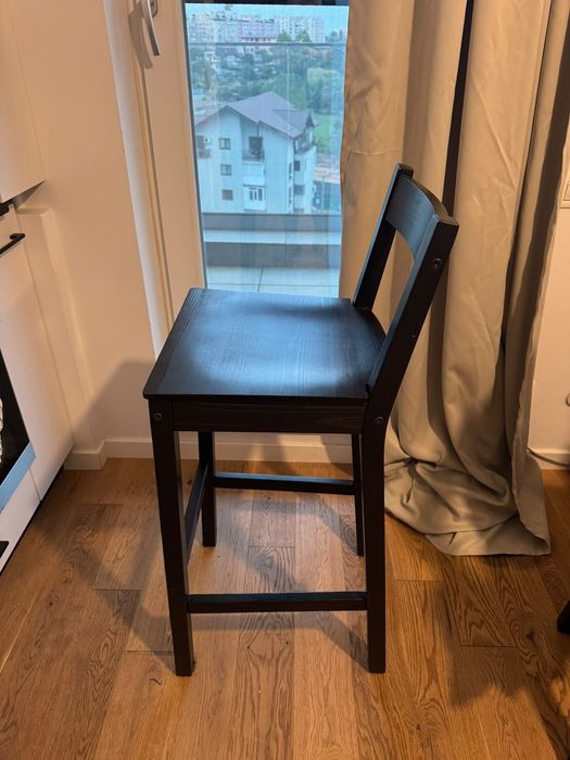 Ikea set de 2 Scaune bar cu spătar, negru, 75 cm