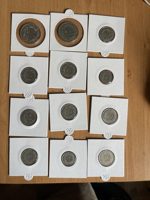 Lot monede Elveția (Franc/Rappen) pentru colecție – Diverse valori și ani