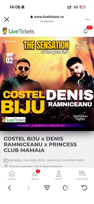 2 bilete Princess Mamaia Club 2 mai