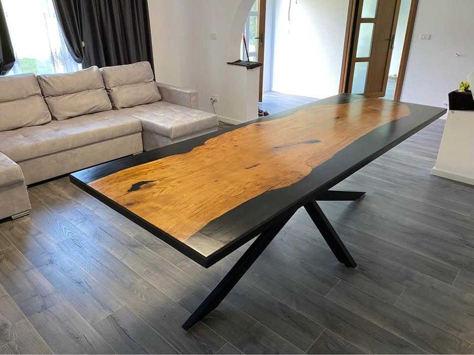 Masa stejar si rasina epoxidica 250x90cm 0