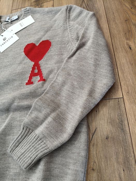 Pulover Ami bej nou cu etichetă Farfetch mărime L