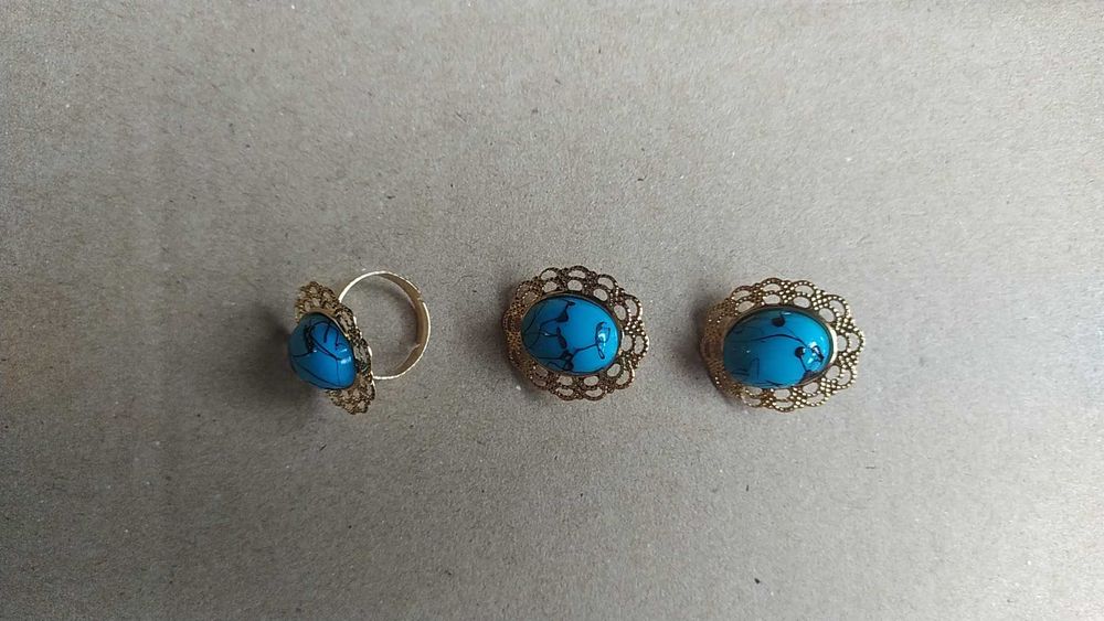 Набор сережки и кольцо металлические