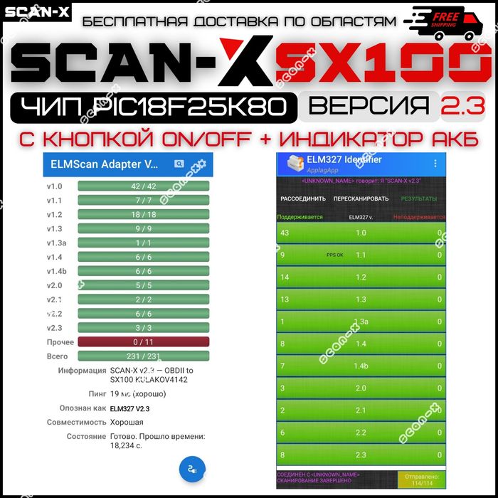 Автосканер,OBD2,elm327,SCAN-X SX100 V2.3