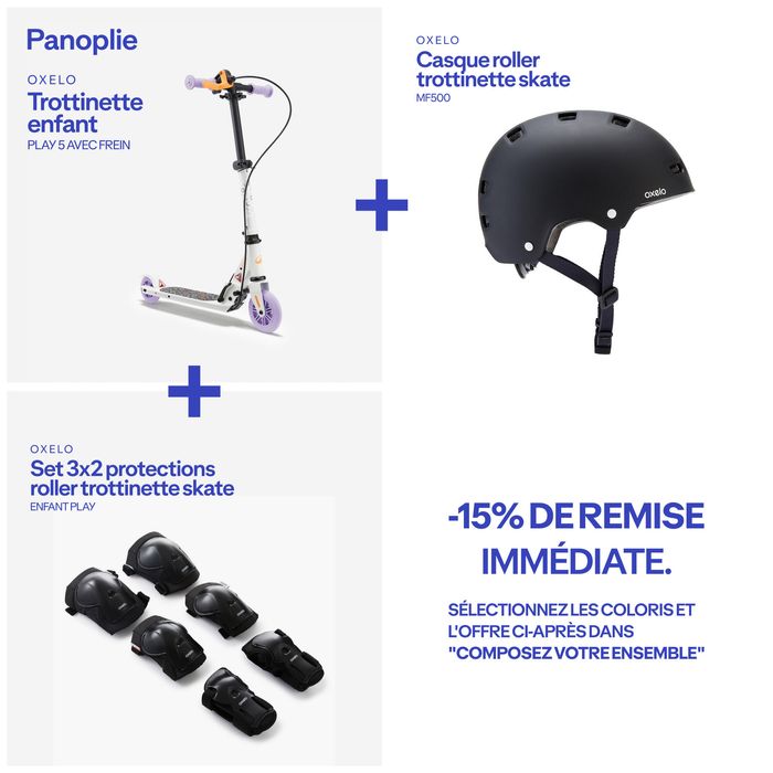 Trotinetă cu frână Play 5 Alb-Mov Copii - produs resigilat Decathlon