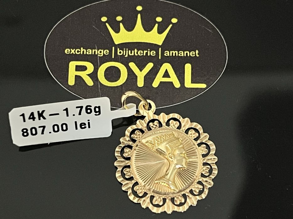 Bijuteria Royal CB : Pandantiv Nefertiti aur 14k 585  1,76 gr