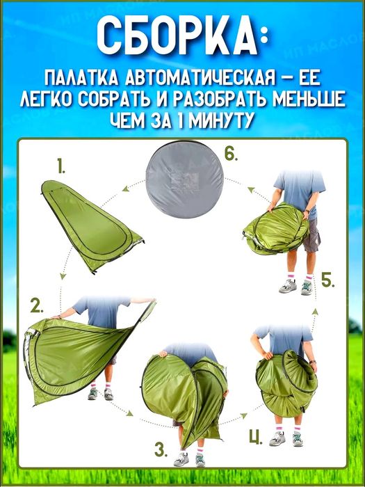 Палатка 4в1  душевая, туалет и для раздевалки размер 190×120×120