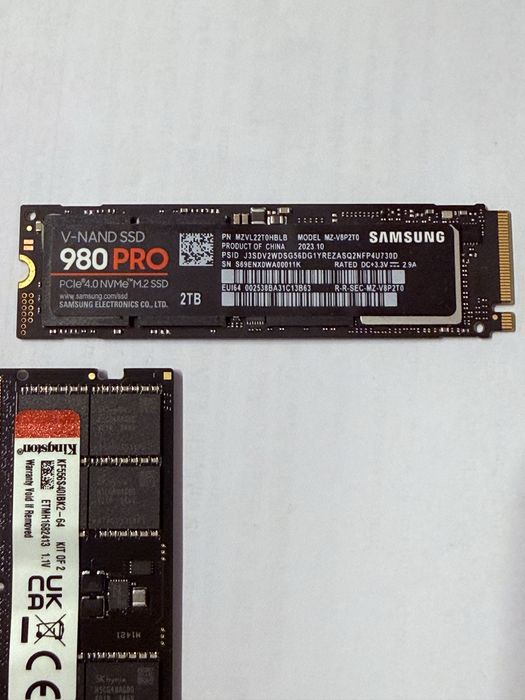 Ssd samsung 980 pro 2 tb+ memorie ram laptop DDR5 32gb 5600mhz cl40 ps5 pro slim asus