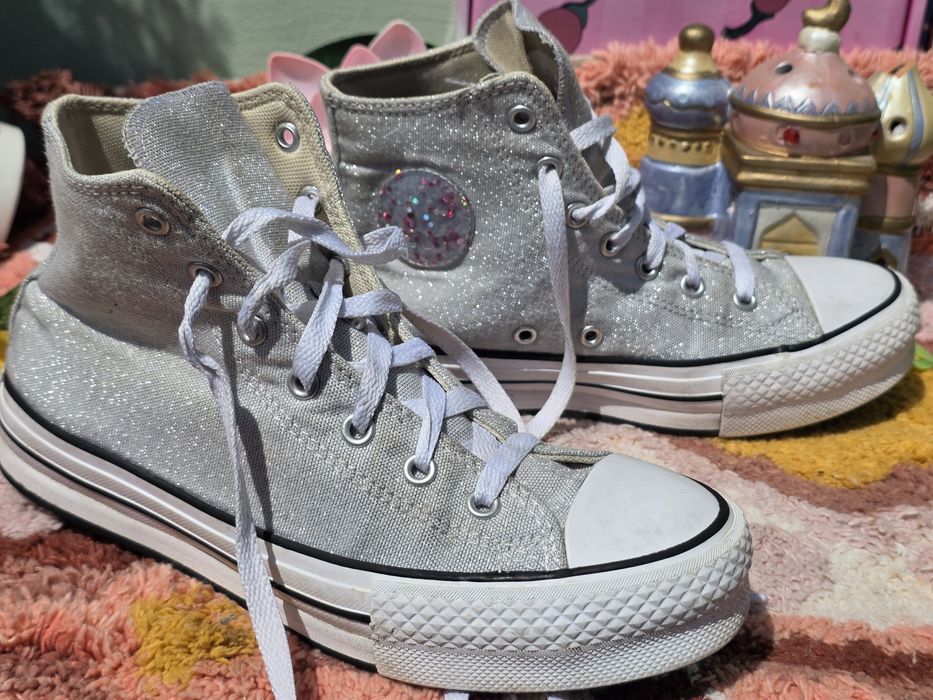 Converse сребристи високи кецове N37