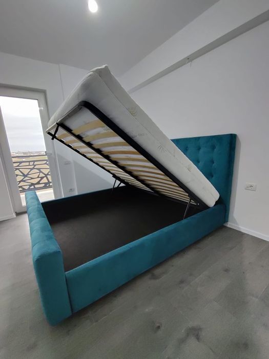 Paturi NOI tapitate rabatabile cu lada de depozitare de la 1350 lei