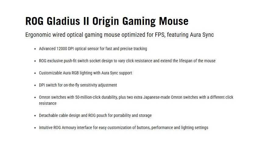 Mouse Gaming Asus ROG Gladius II Origin RGB roz