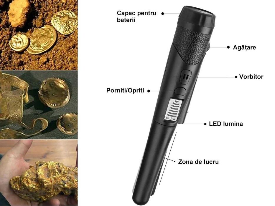 Detector de metale Pinpointer Alarma Sonora Virbatii Pointer LCD