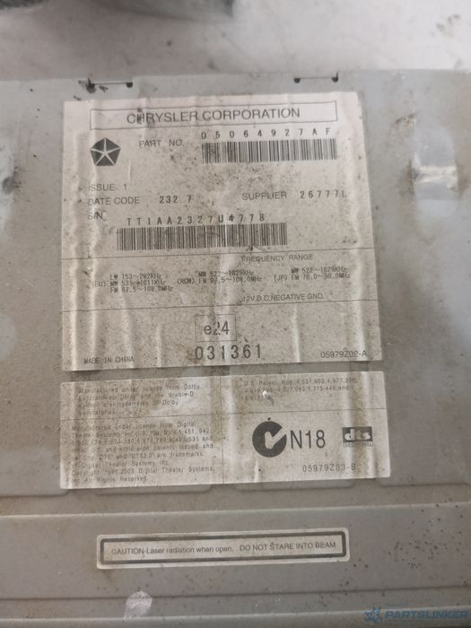 Cd Player Auto Chrysler Sebring (Js) [ 2006 - 2010 ] Oem 05979Z03B