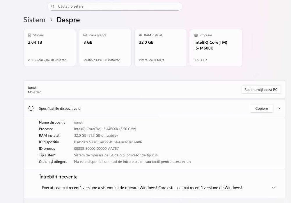 PC Gaming RTX 3070 8 GB Intel 5 14600k