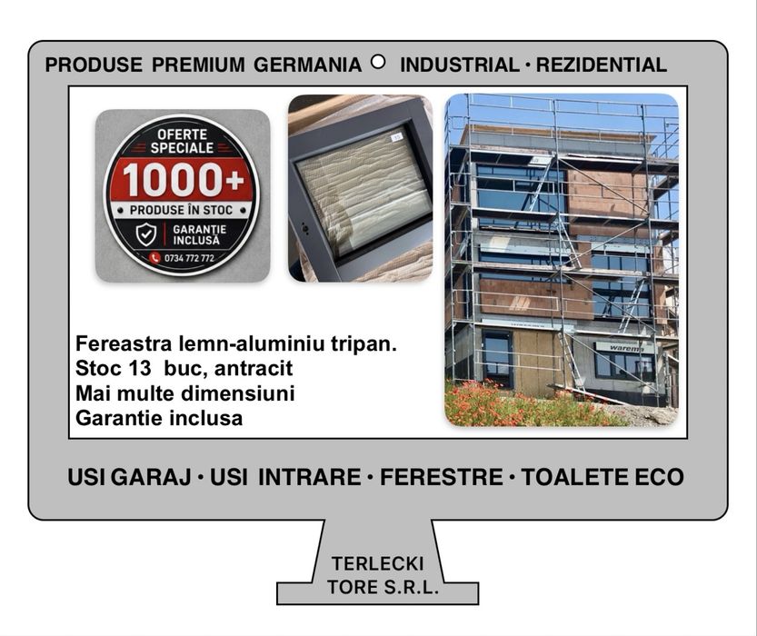 Ferestre lemn aluminiu tripan mai multe dimensiuni antracit Germania Garantie
