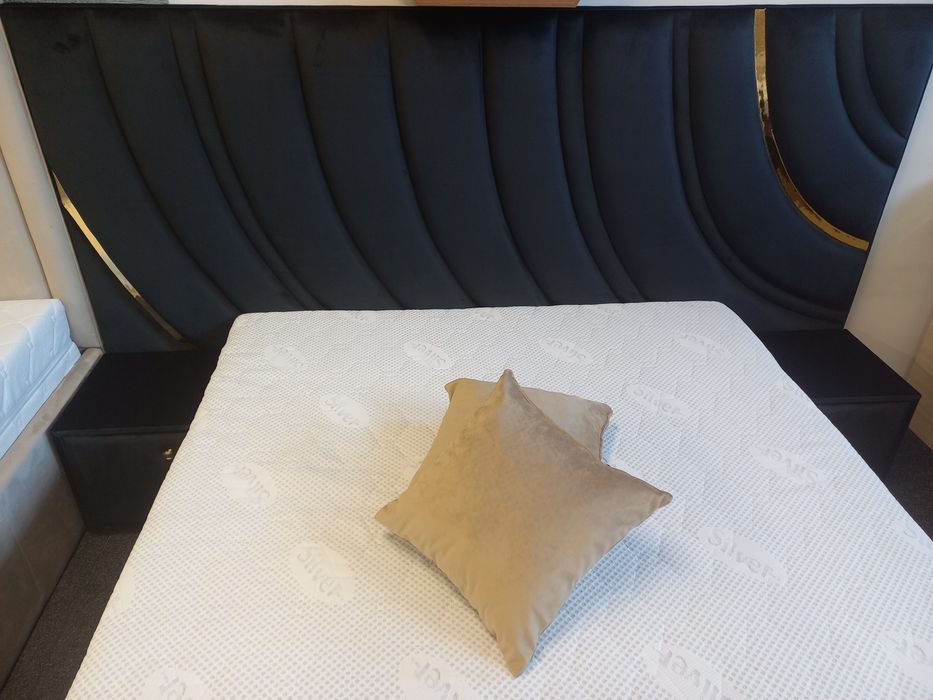 Pat Tapitat "Valuri" cu somiera+lada depozitare pe COMANDA