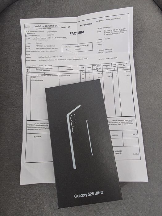 Samsung s25 Ultra 5G Black 512Gb NOU Sigilat Factură 2 ANI GARANȚIE