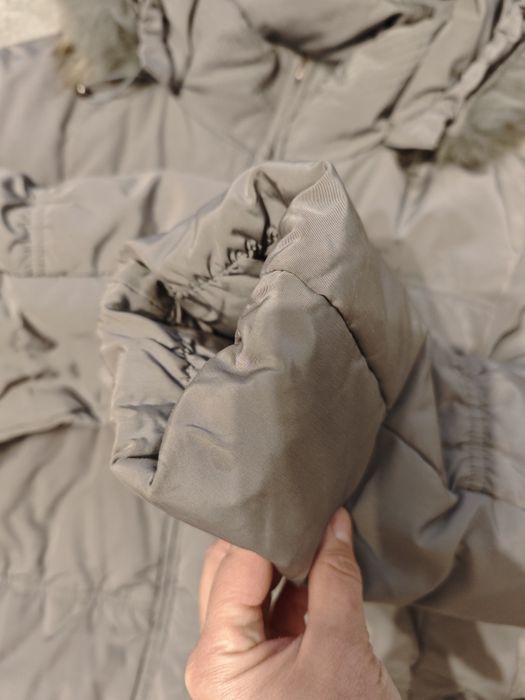 Пухено яке дамско зимно яке дълга грейка с пух сива