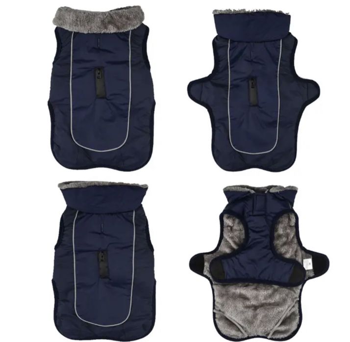 Кучешка дреха яке елек за куче плюшено кучешко палто синьо