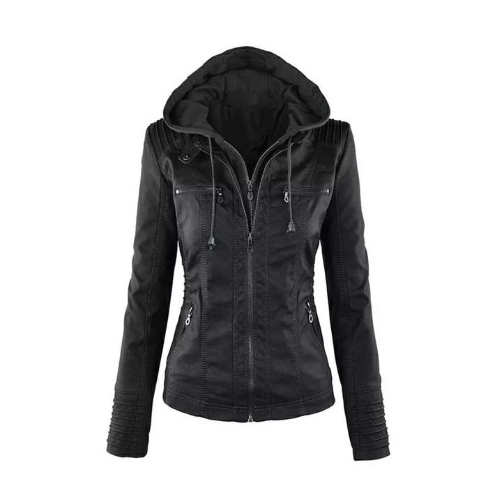 Geaca biker cu gluga
