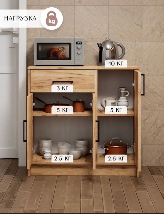 Комод узкий с ящиками и дверцами