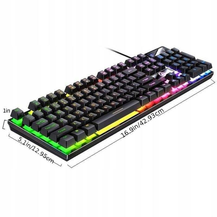 Tastatura gaming iluminata LED RGB silentioasa cu bloc numeric USB
