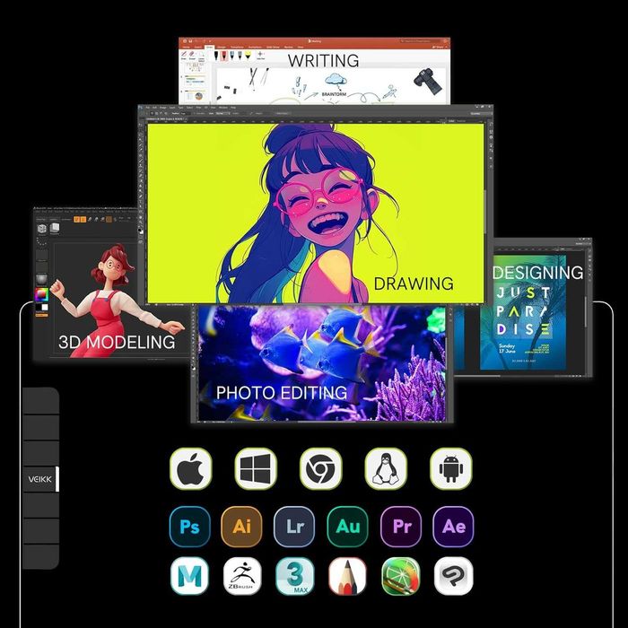 Tabletă Grafica de desen VEIKK VK1200 cu ecran de 11,6 inci