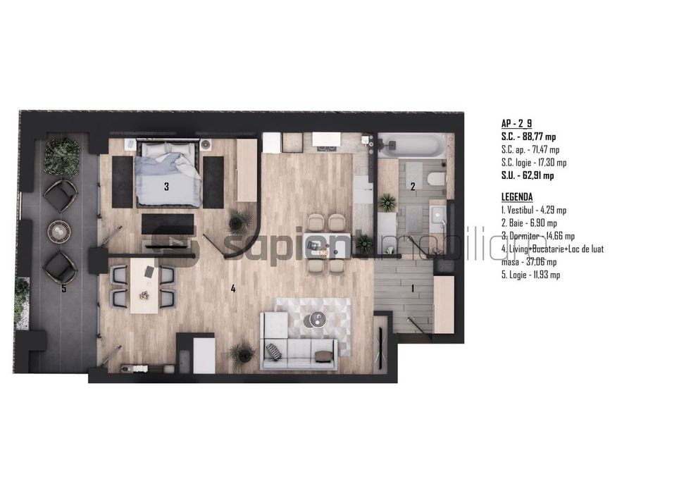 Apartament nou, modern cu 2 camere - Ultracentral -  Cuza Voda