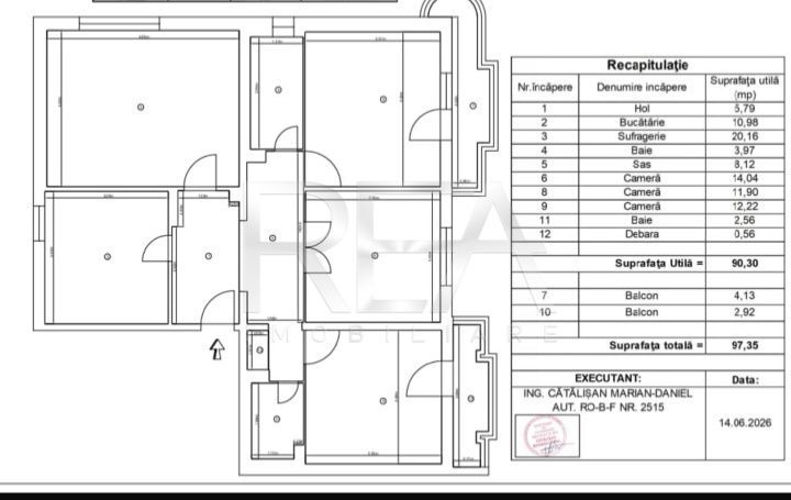 4 camere-decomandat-Etaj 4 din 8-97,35 mp- 13 septembrie/Sebastian