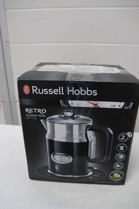 Електрическа кана Russell Hobbs Retro Style 1.7 л – черна с корпус от неръждаема стомана