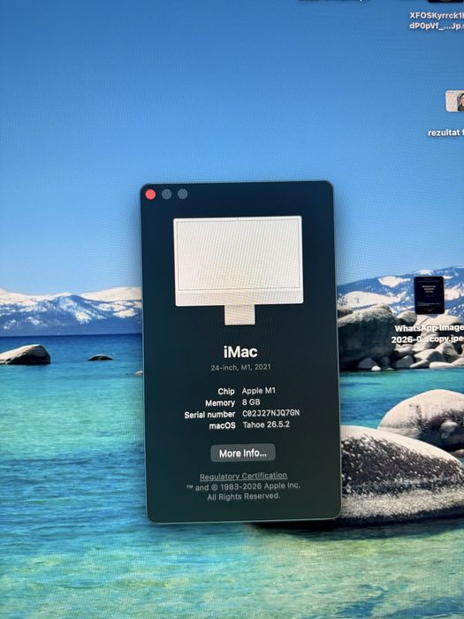 Apple iMac 24" (2021), Chip M1, 8GB — Stare foarte bună, cu tastatură și mouse originale
