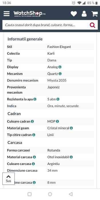 Ceas Fossil bratara lungime reglabila