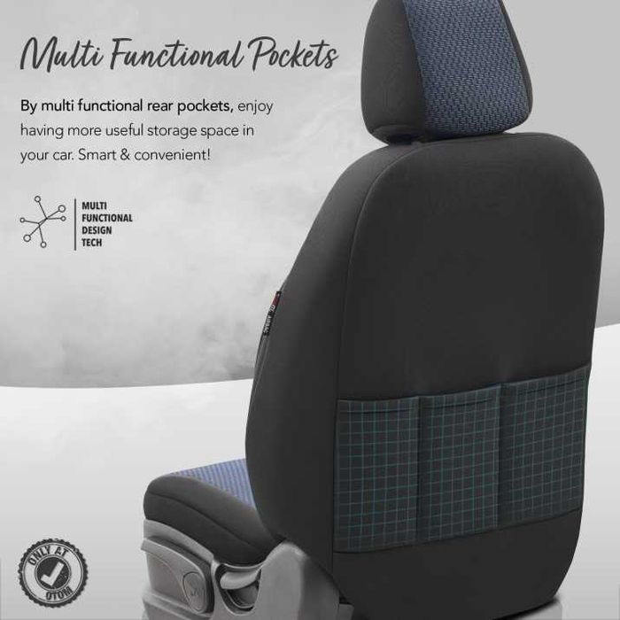 К-т Луксозна Тапицерия Automat-OTOM, Черна със син шев, LINE Design