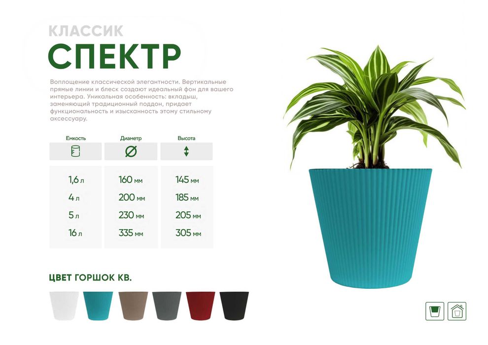 Горшки для цветов пластиковые. Кашпо «Спектр» (Рифленые)