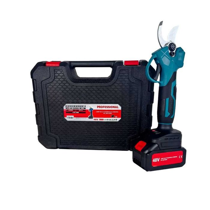 Foarfeca electrica 2 acumulatori 48v 8ah+extensie 2m,Campion Ural!