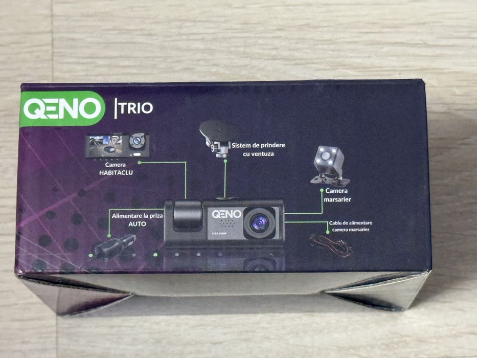 Camera Auto DVR Qeno® TRIO High PRO, 3 Lentile, Full HD