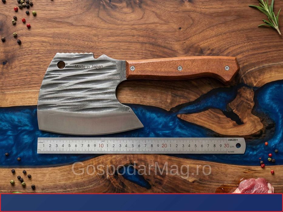 Set 2 Cuțite Profesionale + Satâr Oase Măcelarie Fier Forjat