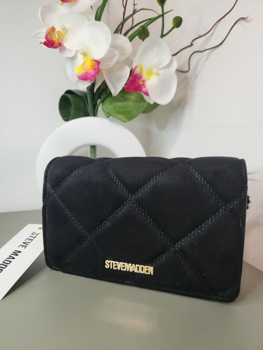 Steve Madden – дамска чанта, черна велурена