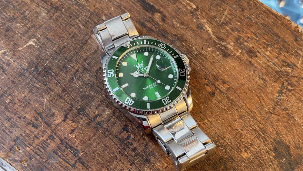 Ceas diver submariner quartz verde kermit 40mm
