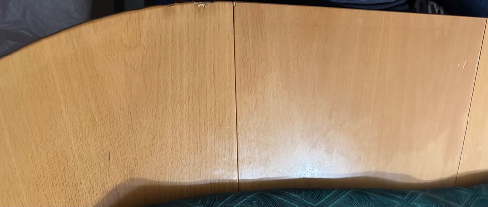 Маса голяма разтегателна елипс кръгла естествен камък и дърво