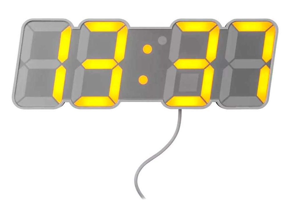 Ceas cu LED, 3D, urias, cu telecomanda, pentru perete sau birou, arata si temperatura; multiple culori si jocuri lumini; nou, sigilat, din Germania