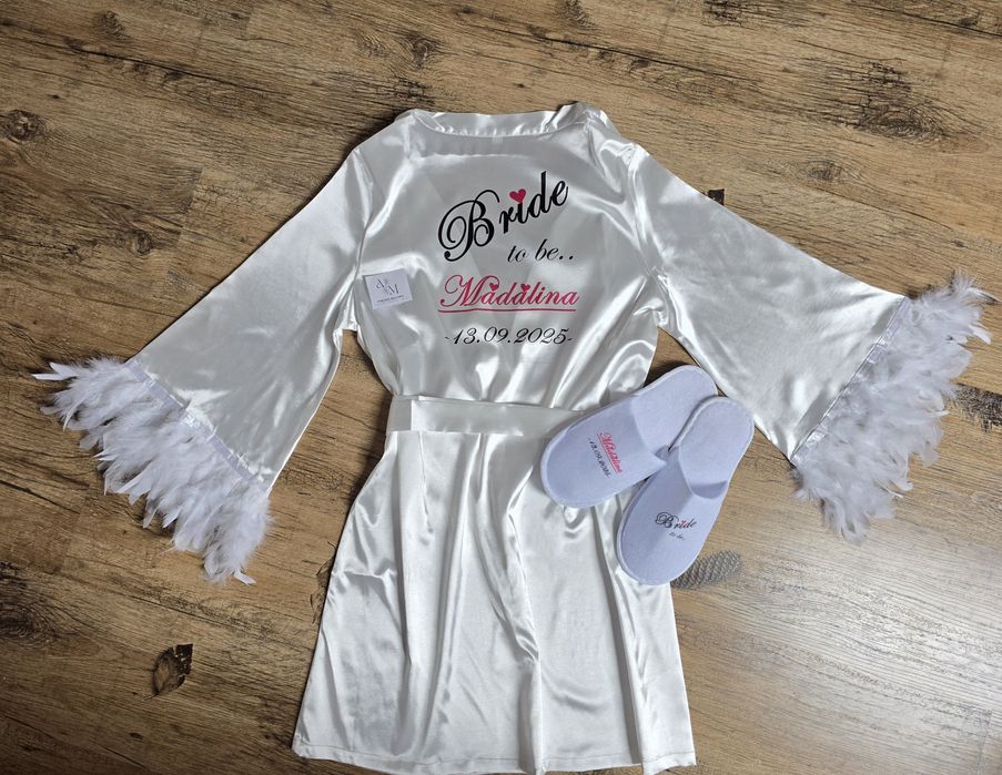 Halat +  papuci mireasă PERSONALIZATE