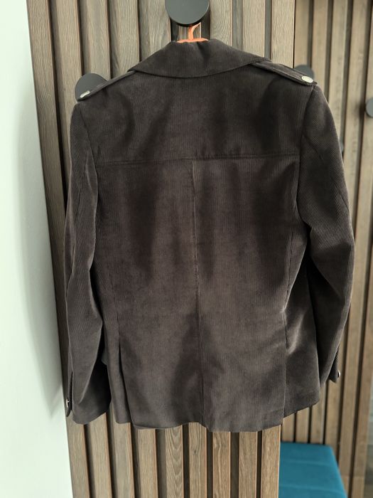 Sacou toamna maro si bleumarin